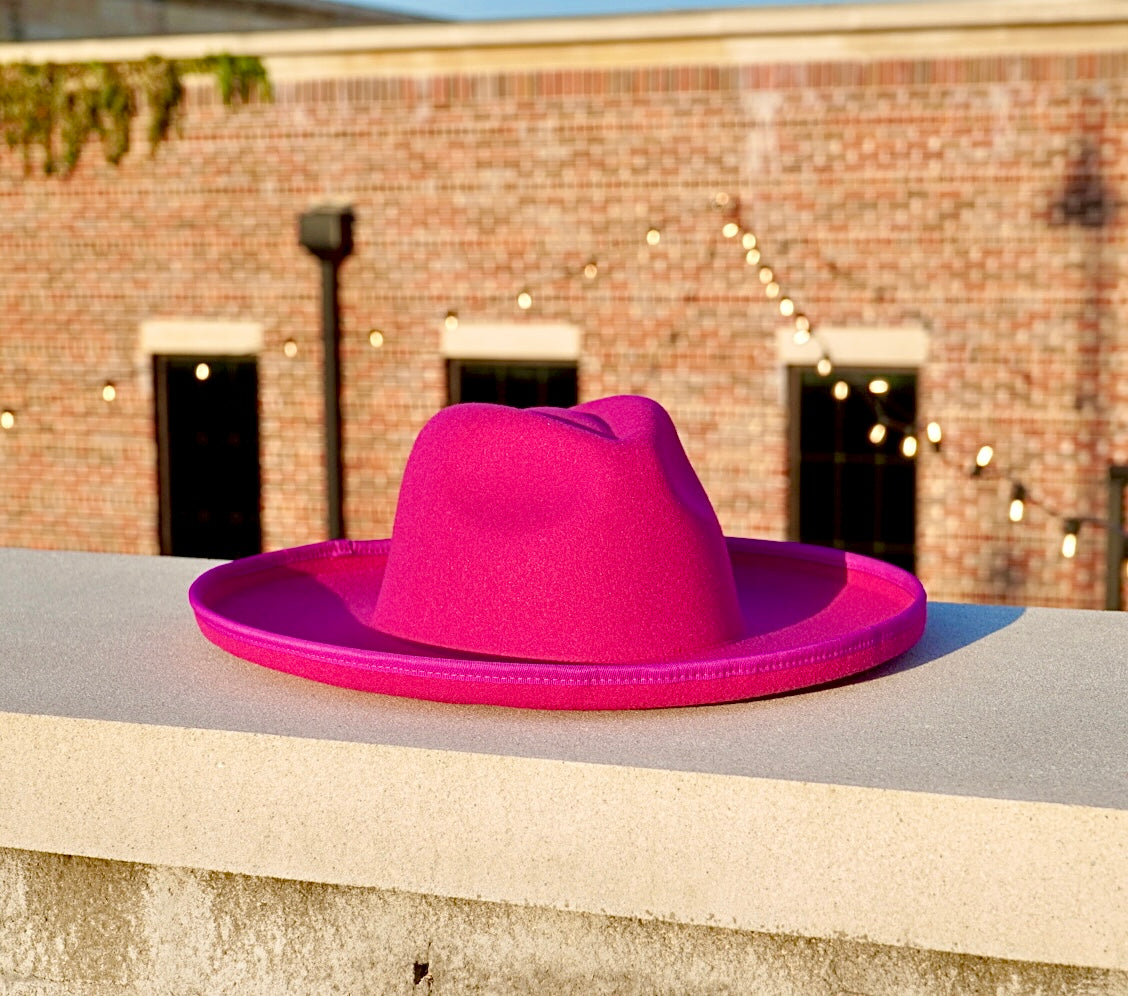 Dallas Plain Pencil Brim Fedora - Fuchsia