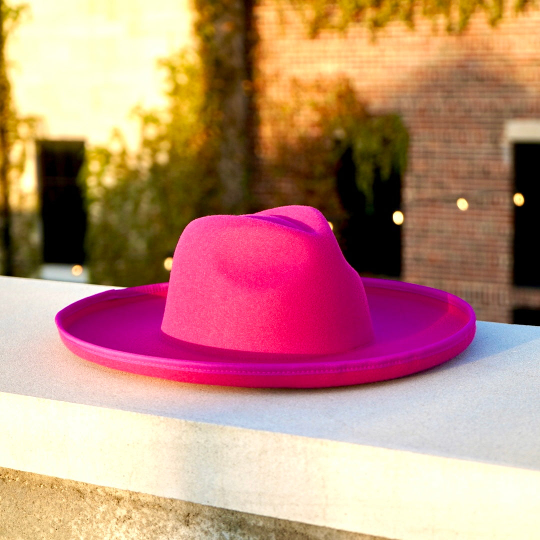 Dallas Plain Pencil Brim Fedora - Fuchsia