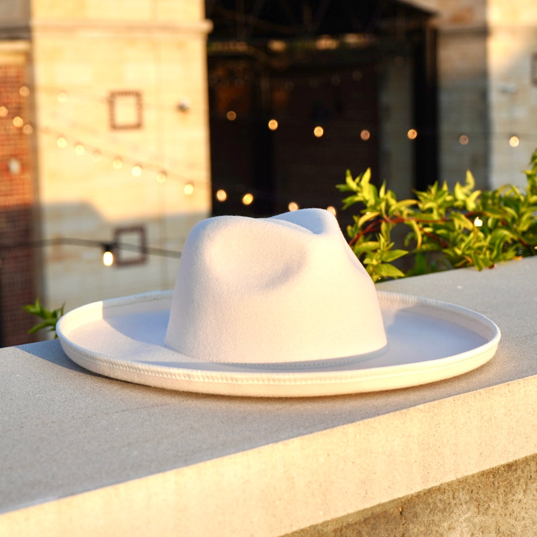 Dallas Plain Pencil Brim Fedora - Cream