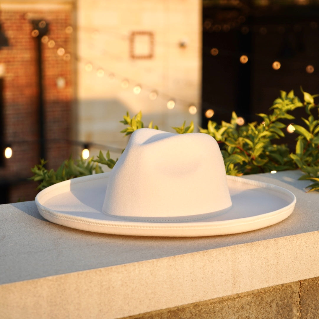 Dallas Plain Pencil Brim Fedora - Cream