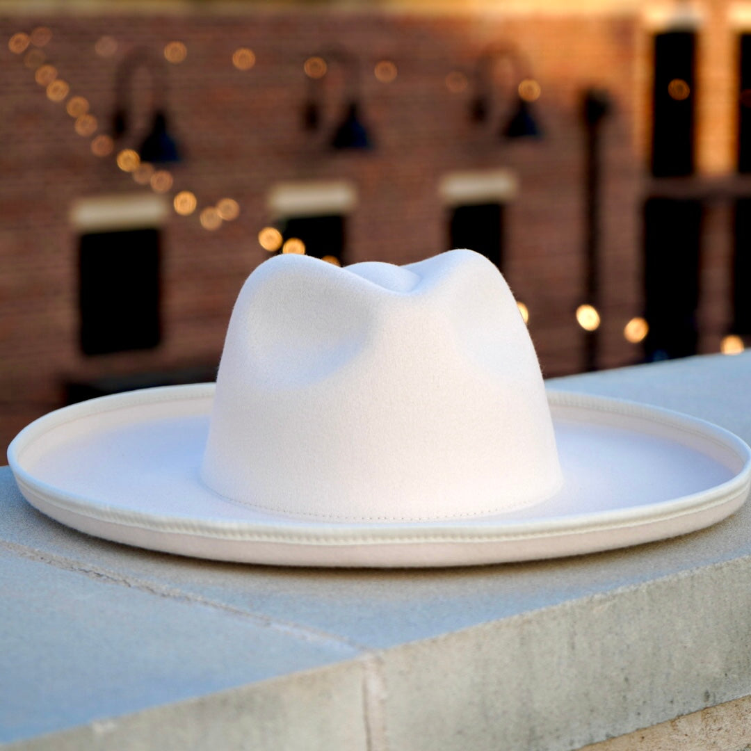 Dallas Plain Pencil Brim Fedora - Cream