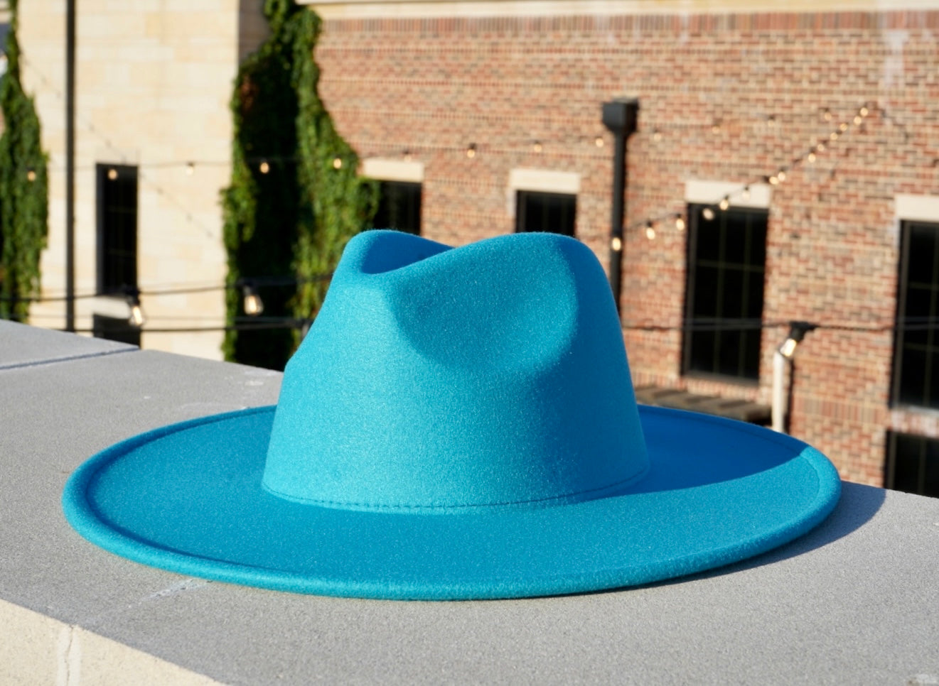 Dope Headwears teal colored wide brim fedora hat.