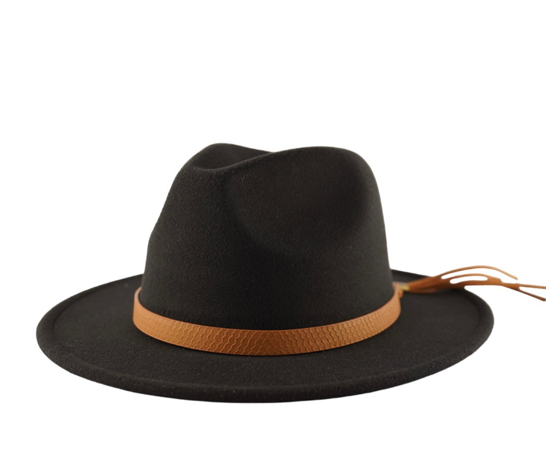 Wholesale Fedoras Traditional Style Fedora with Headband - Black